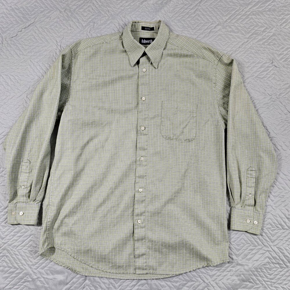 Ashworth Shirt Mens L Long Sleeve Plaid Button Down Casual